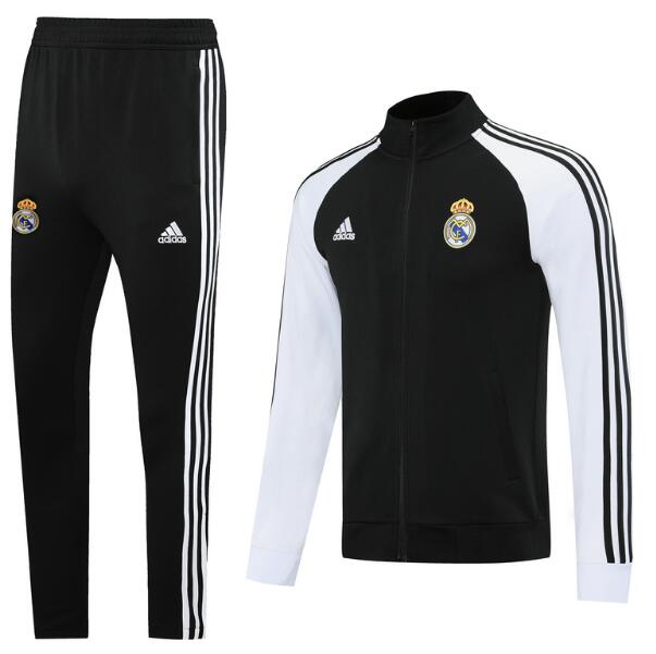 Real Madrid Black White Training Suits Jacket with Trousers 2020/21